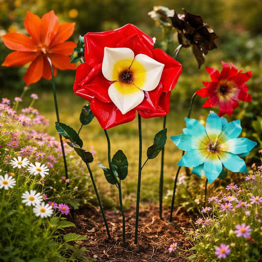 Indoor/Outdoor Individual Metal Flowers with Stem Small