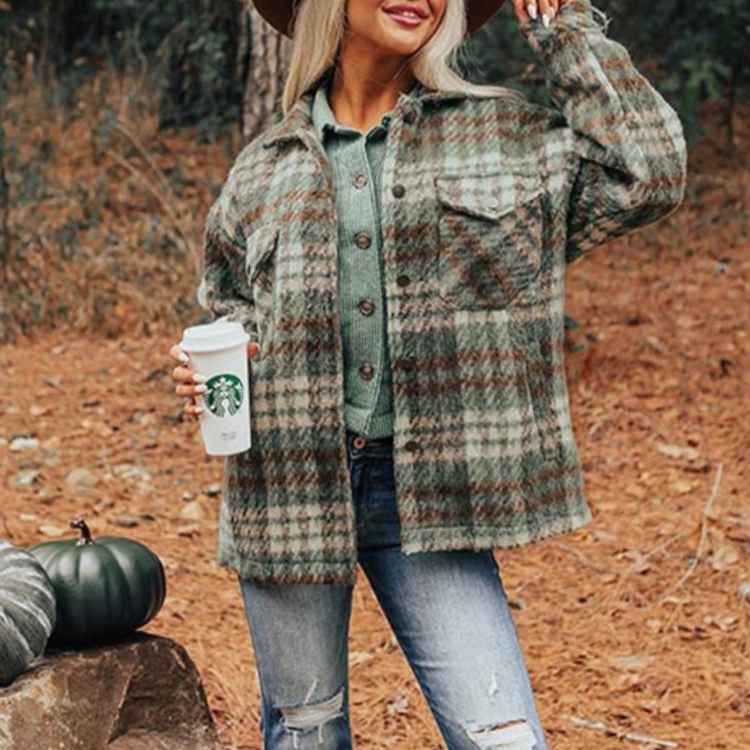 Mist Green Plaid Shacket