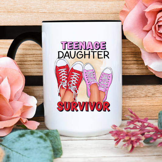 Funny Coffee Mug Teenaged Daughter Survivor