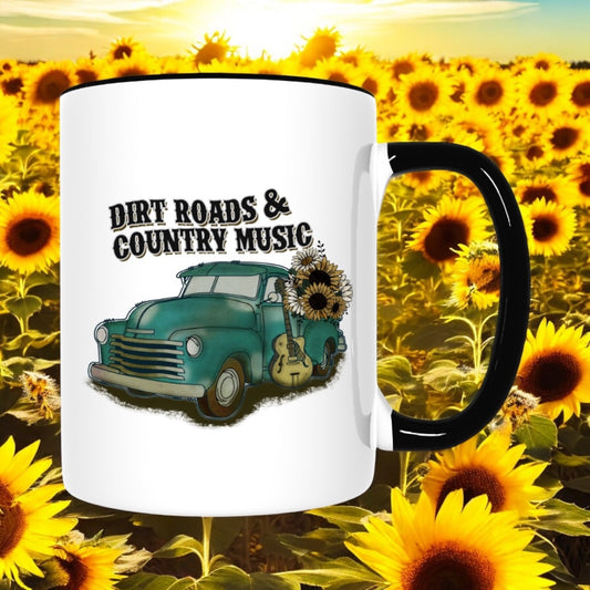 Funny Coffee Mug Dirt Road and Country Music