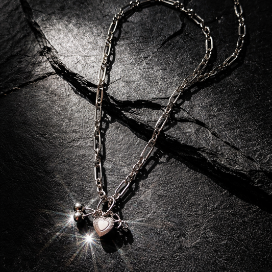 Long Layered Looking Necklace Silver