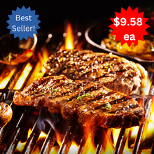 Load image into Gallery viewer, BEST SELLER!! 8 oz New York Steaks (e/e)  12 per case
