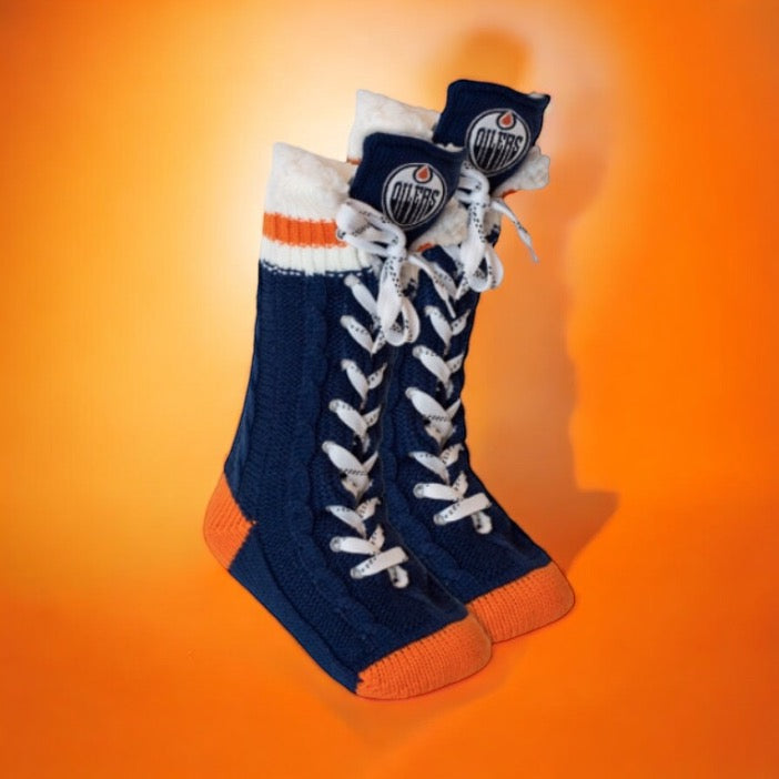 Hockey Skate Slippers Socks Edmonton Oilers