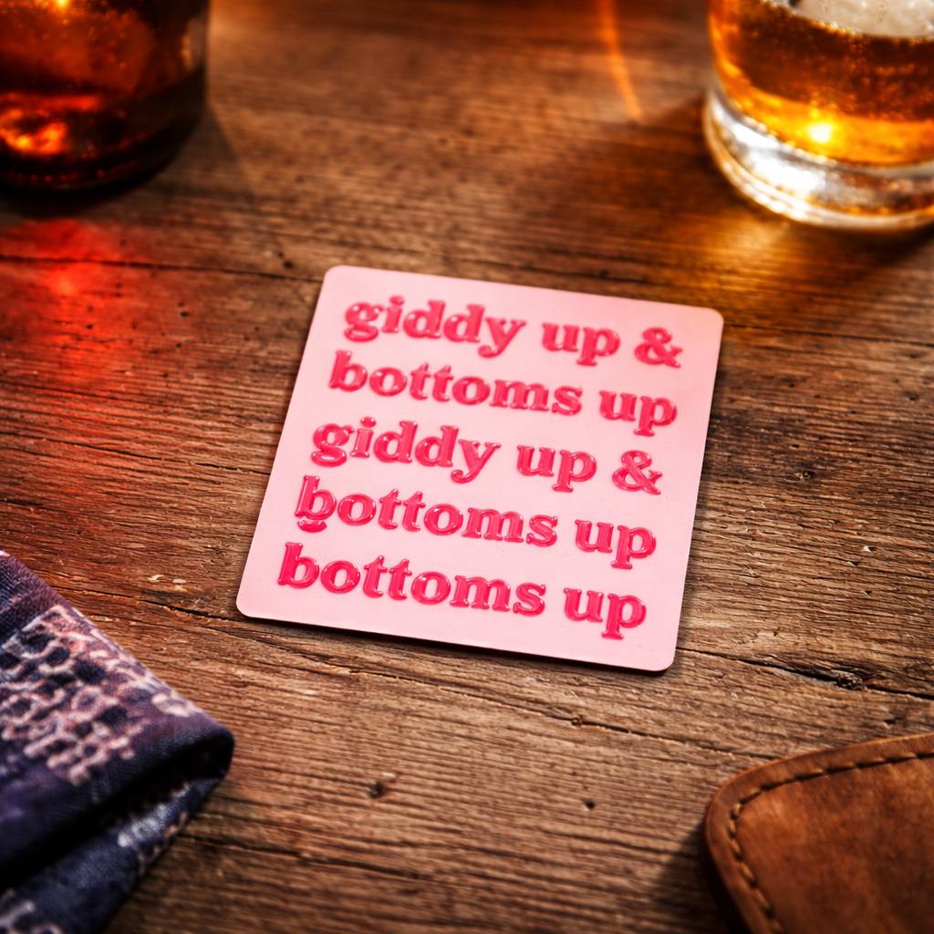 Ceramic Coaster Giddy Up Bottoms Up