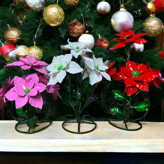 Mexican Outdoor or Indoor Metal Poinsettia
