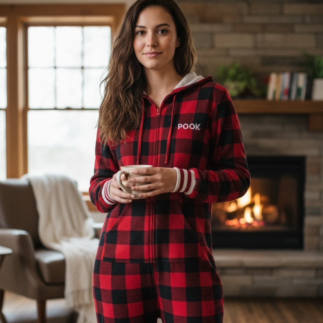 Adult Pook Onesie Red Black