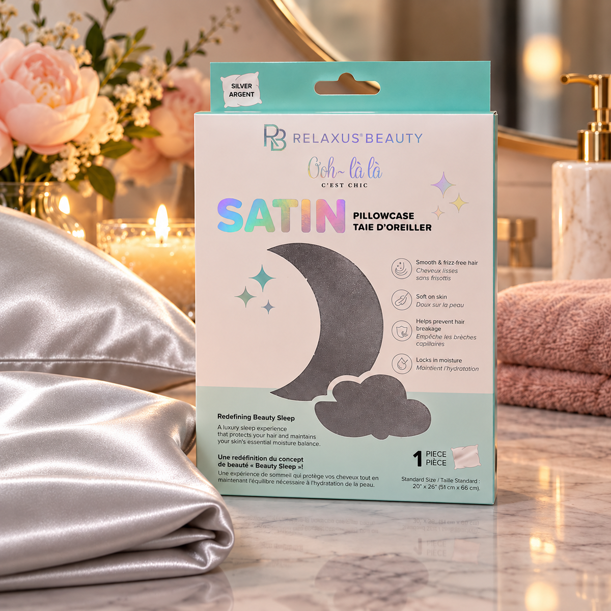 Relaxus Satin Pillowcase Light Silver