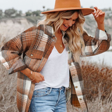 Load image into Gallery viewer, Brown Plaid Pocket Shacket
