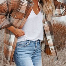 Load image into Gallery viewer, Brown Plaid Pocket Shacket
