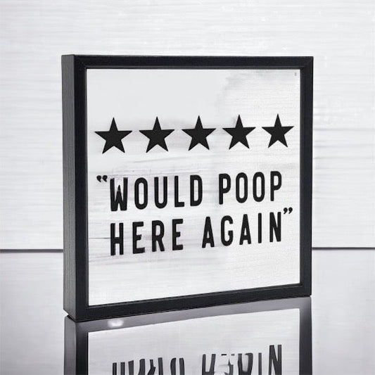 Funny Bathroom Sign Would  Poop Here Again