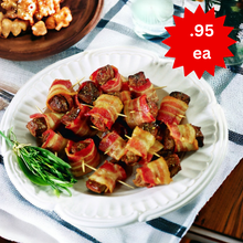 Load image into Gallery viewer, Best Seller! Bacon Wrapped Sirloin Steak Bites 5 lbs Approx 60 pc per case
