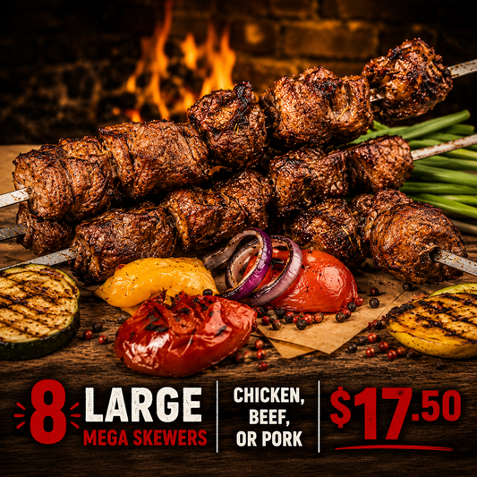 NEW! Beef Skewers (8 large skewers packed with beef)