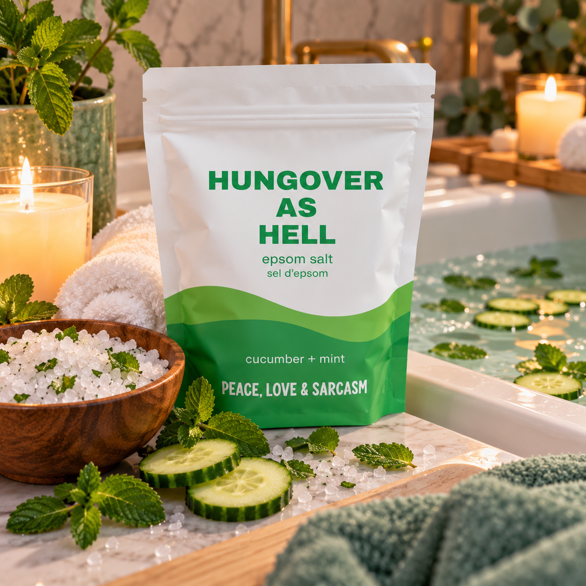 Epsom Salt Soak Hungover As Hell cucumber & mint