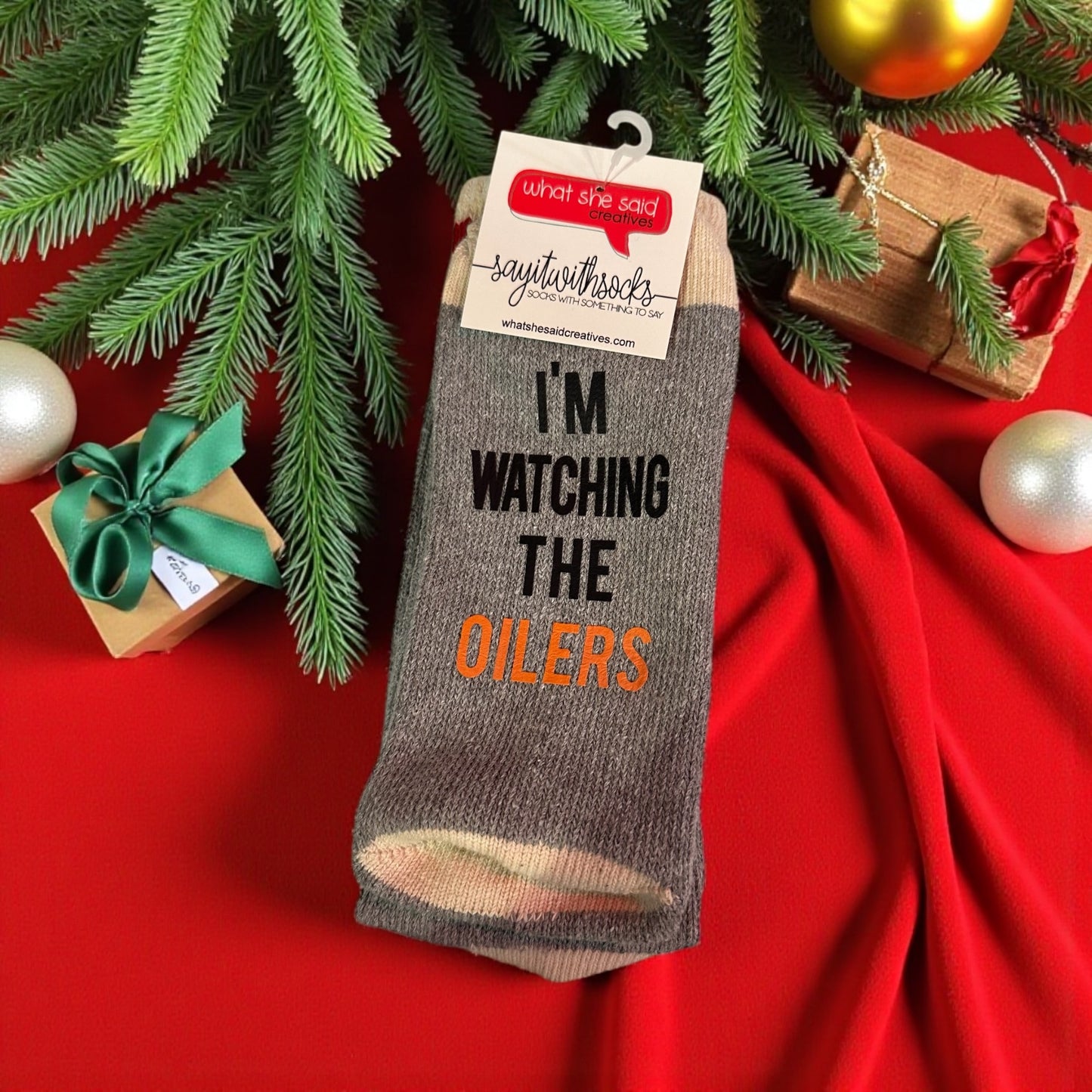 Watching the Oilers Socks (ladies grey)