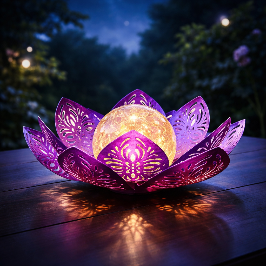 Solar Lights Lotus Purple