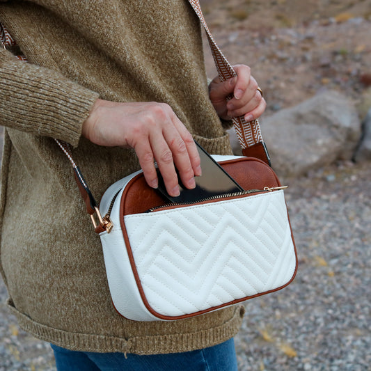 Starr Sling Crossbody Bag Brown White