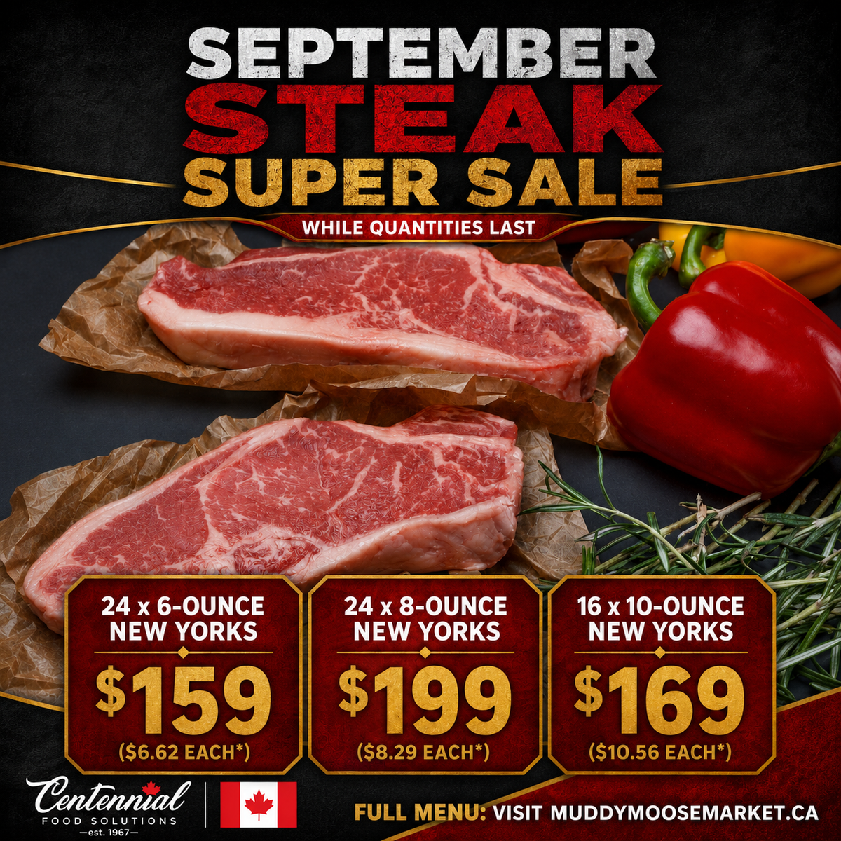 SUPERSALE CASE New York Steak 6 oz. ( 24 Pack )  *$6.62 ea