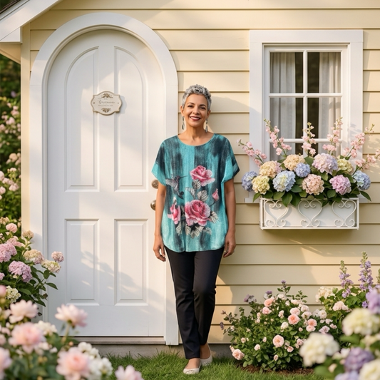 SUPERSALE!  Summer Top Glittery Hummingbird Teal