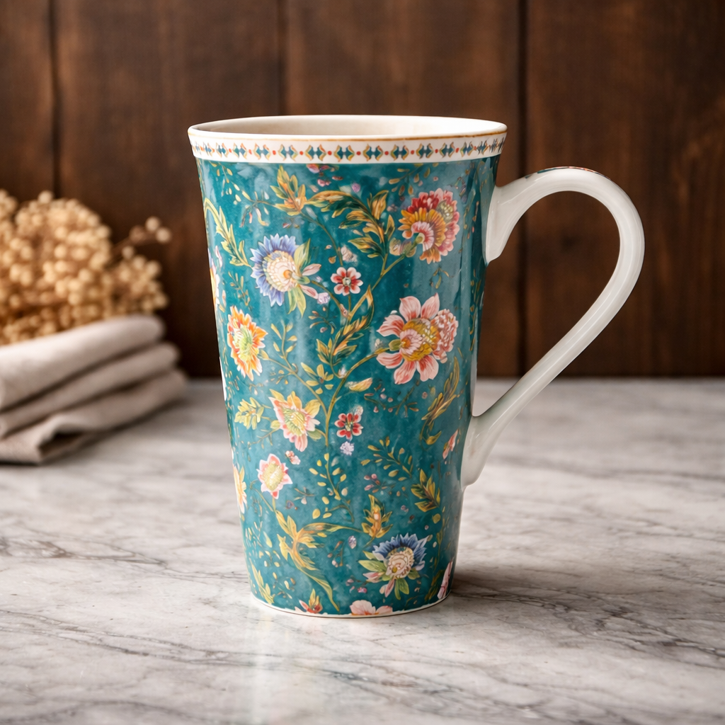Oversized Ceramic Tea Cup Teal