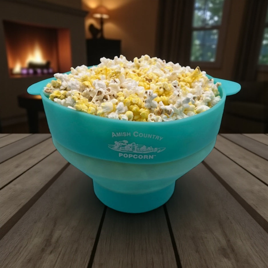 Amish Country Popcorn Silicone Microwave Popper Teal