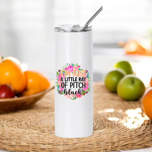 Funny Stainless Steel Tumbler Little Ray of Pitch Black