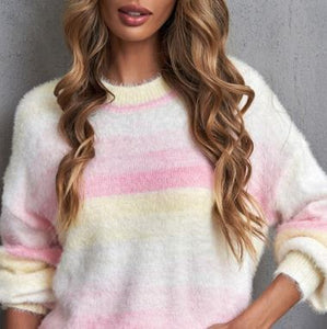 Colorblock Tie-Dye Mohair Sweater