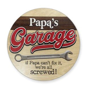 Papa's Garage- Round Sign